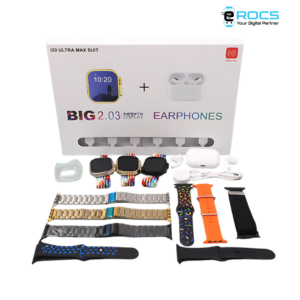 i20 Ultra MAX Smartwatch +2nd Gen EarPods Pro (10 in 1 Set)