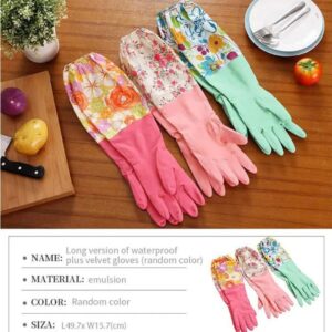 Alternative view of Reusable Kitchen Cleaning Gloves (1 Pair) – Non-Slip Waterproof Dishwashing Gloves with Plush Liner